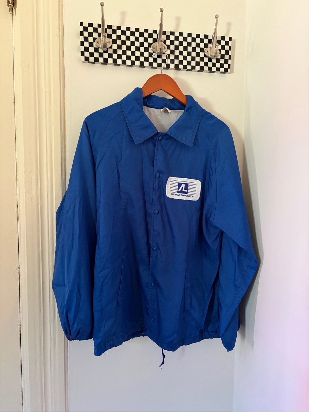 Blue Vintage Nylon Coach Jacket with Patch Logo